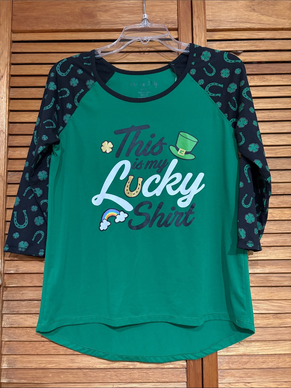 Wound Up Green and Black "This is my Lucky Shirt" Long Sleeve Tee